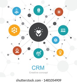 CRM trendy web concept with icons. Contains such icons as.customer, management, relationship, service  