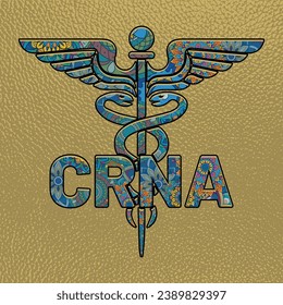 CRNA Nurse, Medical symbol caduceus nurse practitioner CRNA vector, coloring medical symbol with CRNA text, Caduceus Symbol, CRNA Nurse Mandela design