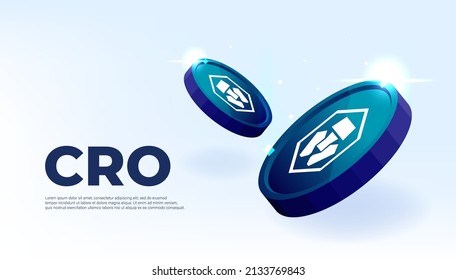 Cro coin cryptocurrency concept banner background.