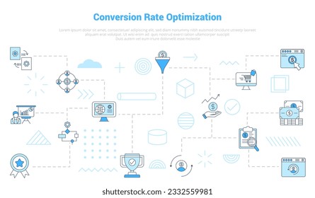 cro conversion rate optimization concept with icon set template banner with modern blue color style