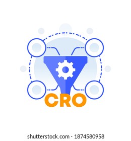 CRO, Conversion rate optimization, sales funnel vector icon