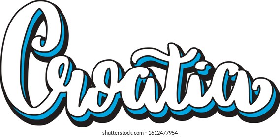 Croatia 3d lettering in white blue and black colors