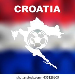 Croatia. Abstract croatian map with football on flag background. Vector illustration 