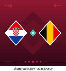 croatia, belgium world football 2022 match versus on red background. vector illustration.