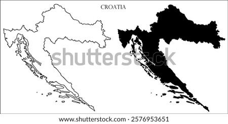Croatia Blank Map, Croatia Map Outline Vector Images