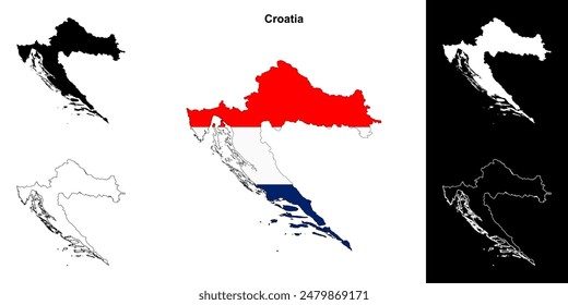 Croatia blank outline map set