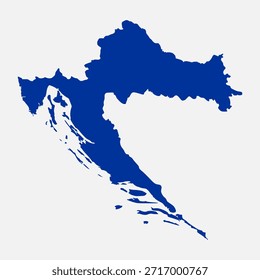 Blaue Karte von Kroatien. Kroatien Kartenvektor. Karte von Kroatien auf weißem Hintergrund