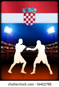 Croatia Boxing on Stadium Background Original Illustration