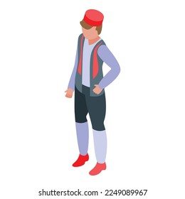 Croatia boy icon isometric vector. Travel map. City europe