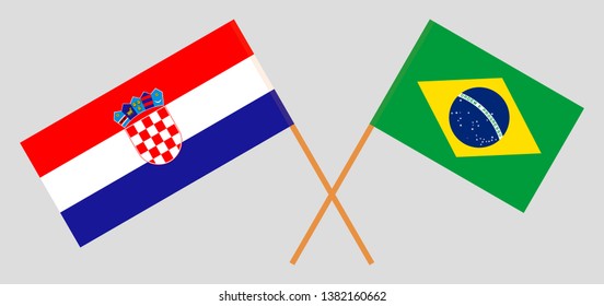 Croatia and Brazil. The Croatian and Brazilian flags. Official colors. Correct proportion. Vector illustration
