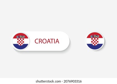 Bandera de botón de Croacia en la ilustración de oval en forma de palabra de Croacia. Y la bandera de botón de Croacia. 