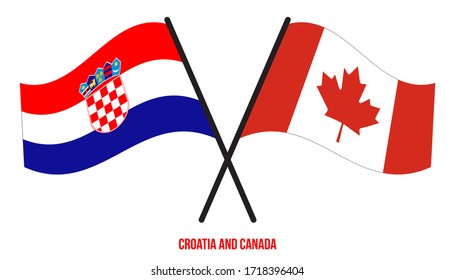 Croatia and Canada Flags Crossed And Waving Flat Style. Official Proportion. Correct Colors.