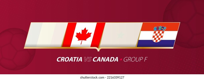 Croatia - Canada football match illustration in group A. Vector flags.