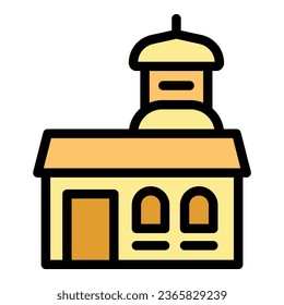 Croatia church icon outline vector. City travel. Zagreb map color flat