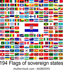 Croatia, collection of vector images of flags of the world