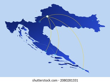 Croatia concept map, illustration of Croatia for internet or innovation or technology. File is suitable for digital editing and prints of all sizes.