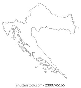 croatia contour map background with states. croatia contour map isolated on white background. Vector illustration