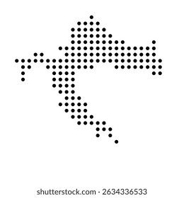 Croatia country dotted map. Black spot pixel illustration isolated on white background. Vector circle mosaic.