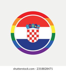 Croatia country flag circle - lgbt flag graphic element Illustration template design
