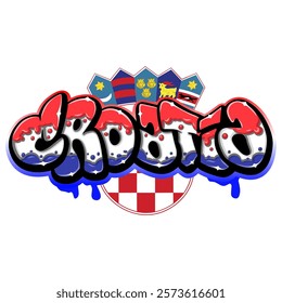 croatia country flag in graffiti art style