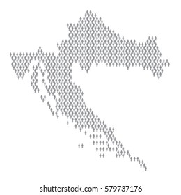 Croatia country map made up of people icons. Population concept