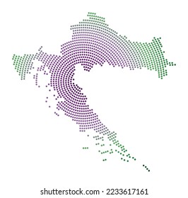 Croatia dotted map. Digital style shape of Croatia. Tech icon of the country with graduated dots. Captivating vector illustration.