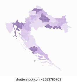 Croatia dotted map. Digital style map of the country on white background. Croatia shape with square dots. Colored dots style. Small size squares. Classy vector illustration.