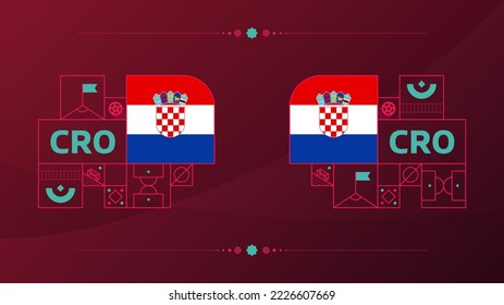 Croatia Flagge für 2022 Fußball-Cup-Turnier. Einzelne Nationalmannschaftsflagge mit geometrischen Elementen für Fußball- oder Fußball-Vektorgrafik 2022.