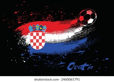 fondo de la bandera de croacia en pincel, fútbol de croacia con la bandera como fondo, equipo de Diseño gráfico de croacia, fondo de la bandera de croacia de pinceles. bandera Abstractas