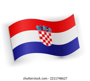 Croatia flag bended and lying on white background