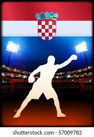 Croatia Flag with Boxer on Stadium Background Original Illustration
