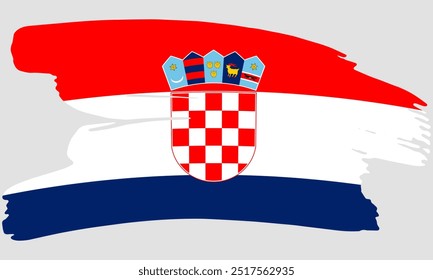 Croatia flag brush paint texture. Grunge Croatia flag. Croatia emblem brush concept