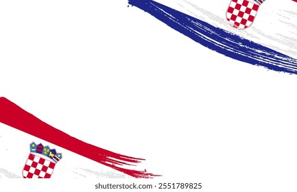 Sinalizador croatia com efeito de traçado de pincel, traçado de pincel Grunge. Design de bandeira de pintura aquarela.