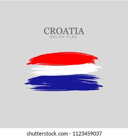 Croatia Flag Brush Stroke - Vector watercolor painting
