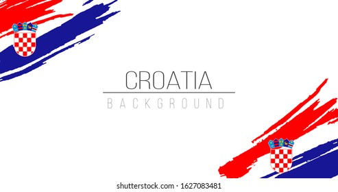 Croatia flag brush style background with stripes. Stock vector illustration isolated on white background.