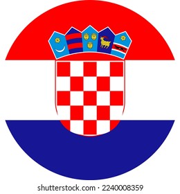 Croatia flag in circle shape isolated  on  transparent  background