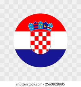 Croatia flag - circle vector flag isolated on checkerboard transparent background