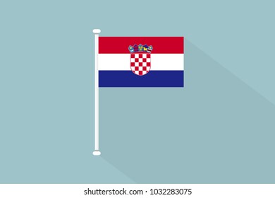 Croatia flag with flagpole,vector illustration