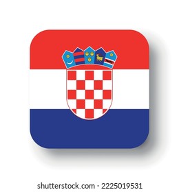 Croatia flag - flat vector square with rounded corners and dropped shadow.