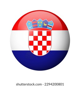 Croatia flag - glossy circle badge. Vector icon.