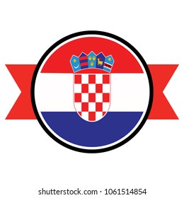 Croatia flag in glossy round button of icon. 
flag logo of Croatia emblem isolated on white background, Croatia national concept sign, Vector illustration.