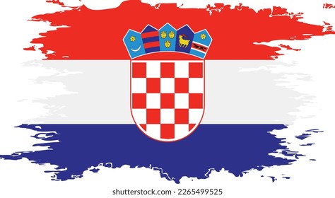Croatia flag grunge brush color image, vector