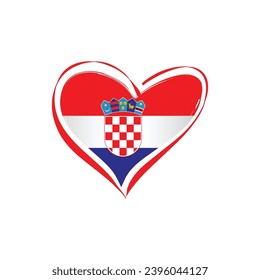 Croatia flag with a heart shape, isolated on a white background for Croatia Independence Day. Vector illustration.