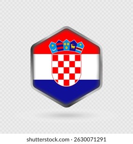 Croatia flag icon in hexagon shape.