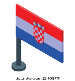 Icono de la bandera de Croacia vector isométrico. Mapa de viajes. Turismo rural