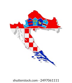 Croatia - Flag inscribed in the contour of the country. Vector illustration.