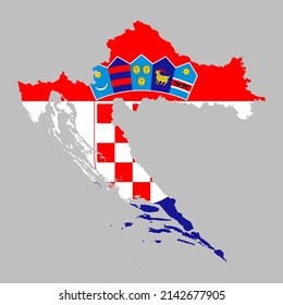 Croatia flag inside the Croatian map borders vector illustration 