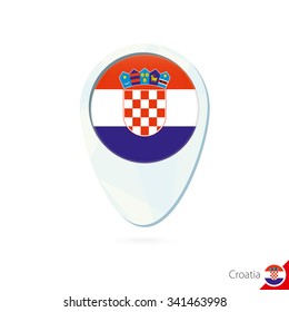 Croatia flag location map pin icon on white background. Vector Illustration.