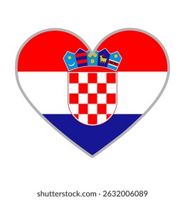 Croatia flag. Croatia love flag. Croatia flag in heart shape. Love symbol. Vector illustration
