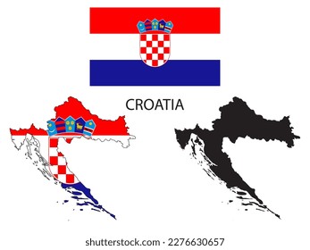 croatia flag and map illustration vector 